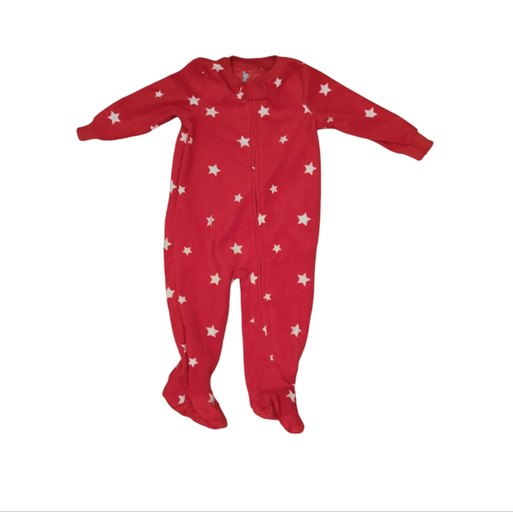 NWOT: Primary baby fleece star footed zipped pajamas, cherry red, 6-12 mo